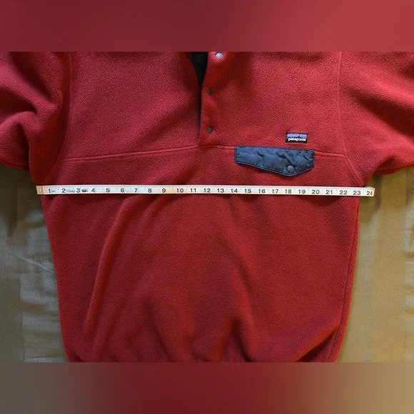 Patagonia Synchilla Snap-T Pullover Red & Navy Fleece Medium (M) - Picture 5 of 6